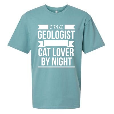 Geologist By Day Cat Lover By Night Cat Lady Gift Sueded Cloud Jersey T-Shirt