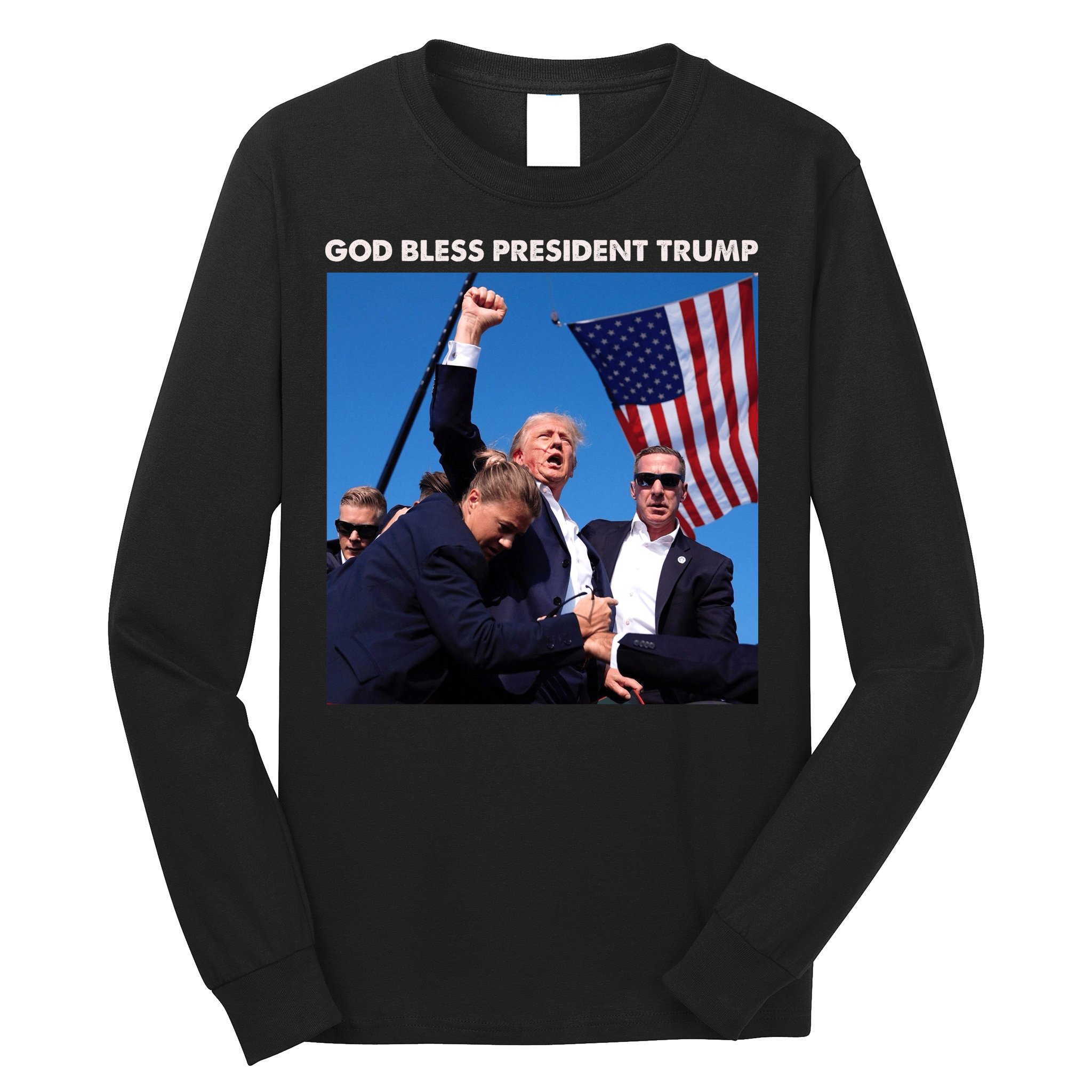 God Bless Donald Trump Survived Shot At Election Rally Long Sleeve Shirt