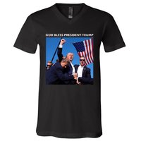 God Bless Donald Trump Survived Shot At Election Rally V-Neck T-Shirt