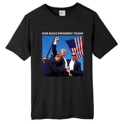 God Bless Donald Trump Survived Shot At Election Rally Tall Fusion ChromaSoft Performance T-Shirt