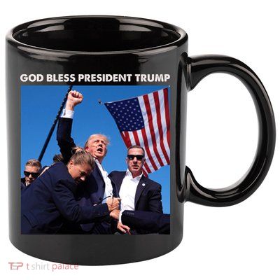 God Bless Donald Trump Survived Shot At Election Rally 11oz C Handle Ceramic Mug