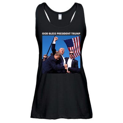 God Bless Donald Trump Survived Shot At Election Rally Ladies Essential Flowy Tank