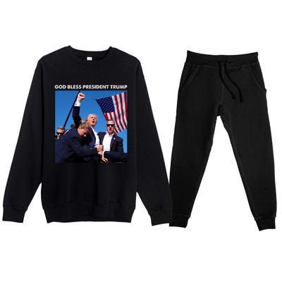 God Bless Donald Trump Survived Shot At Election Rally Premium Crewneck Sweatsuit Set