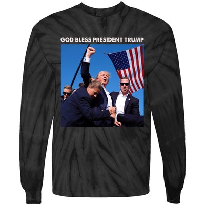 God Bless Donald Trump Survived Shot At Election Rally Tie-Dye Long Sleeve Shirt