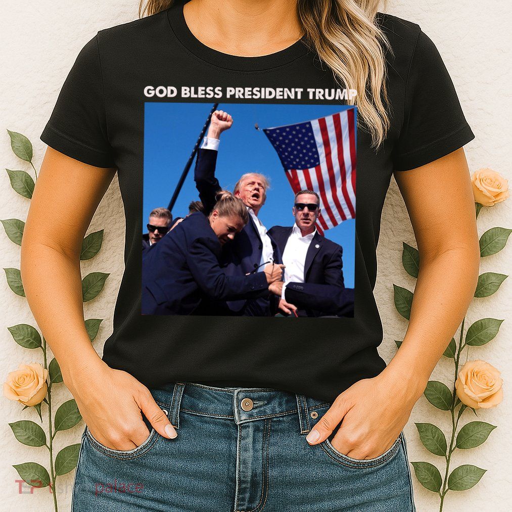 God Bless Donald Trump Survived Shot At Election Rally Womens T-Shirt