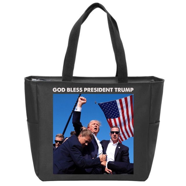 God Bless Donald Trump Survived Shot At Election Rally Zip Tote Bag