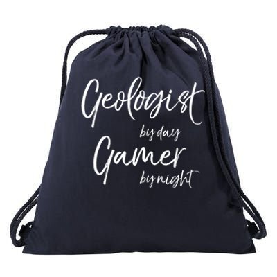 Geologist By Day Gamer By Night Funny Gift Drawstring Bag