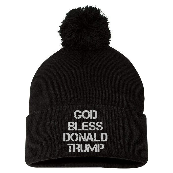 God Bless Donald Trump Pom Pom 12in Knit Beanie