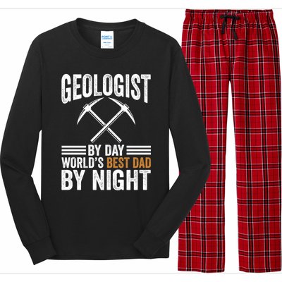 Geologist By Day World's Best Dad By Night Gift Long Sleeve Pajama Set