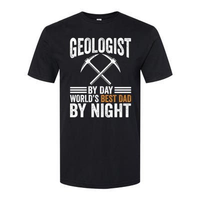 Geologist By Day World's Best Dad By Night Gift Softstyle CVC T-Shirt