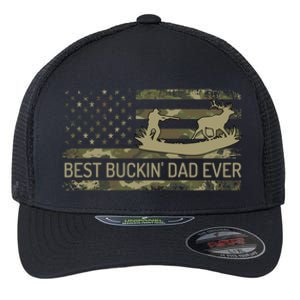 Great Buckin Dad Ever Deer Hunting Camouflage American Flag Meaningful Gift Flexfit Unipanel Trucker Cap