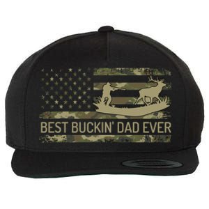 Great Buckin Dad Ever Deer Hunting Camouflage American Flag Meaningful Gift Wool Snapback Cap