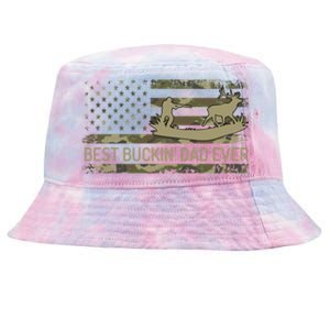 Great Buckin Dad Ever Deer Hunting Camouflage American Flag Meaningful Gift Tie-Dyed Bucket Hat