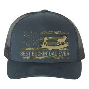 Great Buckin Dad Ever Deer Hunting Camouflage American Flag Meaningful Gift Yupoong Adult 5-Panel Trucker Hat