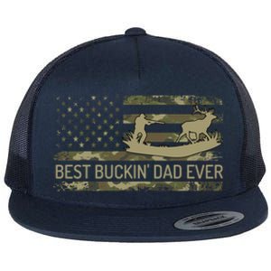 Great Buckin Dad Ever Deer Hunting Camouflage American Flag Meaningful Gift Flat Bill Trucker Hat