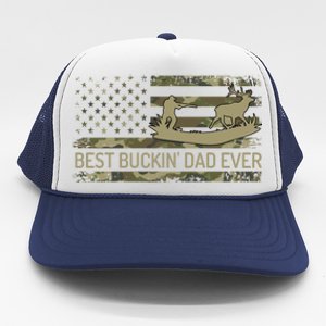 Great Buckin Dad Ever Deer Hunting Camouflage American Flag Meaningful Gift Trucker Hat