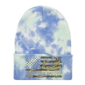 Great Buckin Dad Ever Deer Hunting Camouflage American Flag Meaningful Gift Tie Dye 12in Knit Beanie