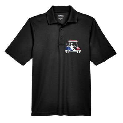 Golfing Beer Drinker | USA American Flag Golf Cart Gift Men's Origin Performance Piqué Polo