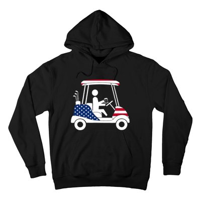 Golfing Beer Drinker | USA American Flag Golf Cart Gift Hoodie