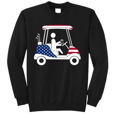 Golfing Beer Drinker | USA American Flag Golf Cart Gift Sweatshirt