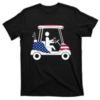 Golfing Beer Drinker | USA American Flag Golf Cart Gift T-Shirt