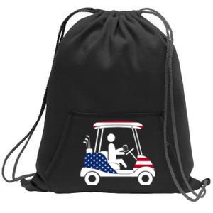 Golfing Beer Drinker | USA American Flag Golf Cart Gift Sweatshirt Cinch Pack Bag