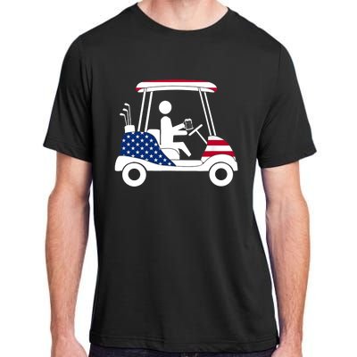 Golfing Beer Drinker | USA American Flag Golf Cart Gift Adult ChromaSoft Performance T-Shirt