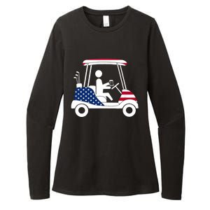 Golfing Beer Drinker | USA American Flag Golf Cart Gift Womens CVC Long Sleeve Shirt