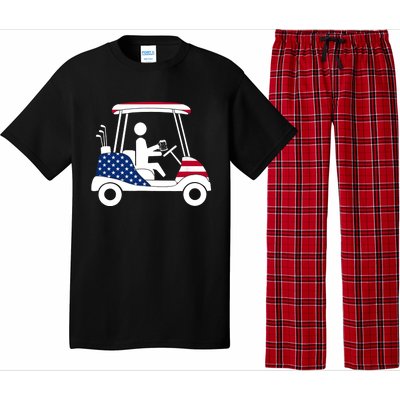 Golfing Beer Drinker | USA American Flag Golf Cart Gift Pajama Set