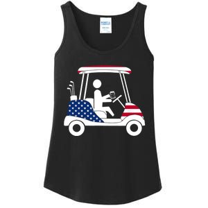 Golfing Beer Drinker | USA American Flag Golf Cart Gift Ladies Essential Tank