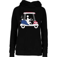 Golfing Beer Drinker | USA American Flag Golf Cart Gift Womens Funnel Neck Pullover Hood