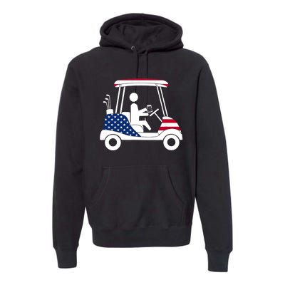 Golfing Beer Drinker | USA American Flag Golf Cart Gift Premium Hoodie