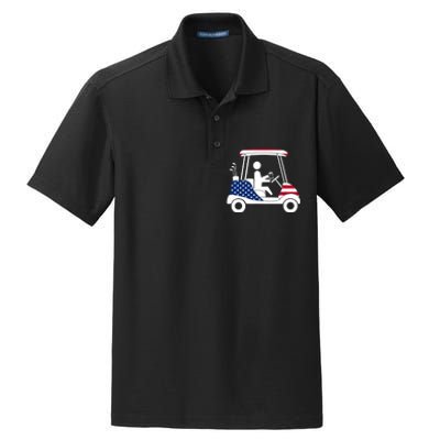 Golfing Beer Drinker | USA American Flag Golf Cart Gift Dry Zone Grid Polo