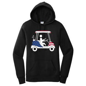 Golfing Beer Drinker | USA American Flag Golf Cart Gift Women's Pullover Hoodie