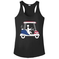 Golfing Beer Drinker | USA American Flag Golf Cart Gift Ladies PosiCharge Competitor Racerback Tank