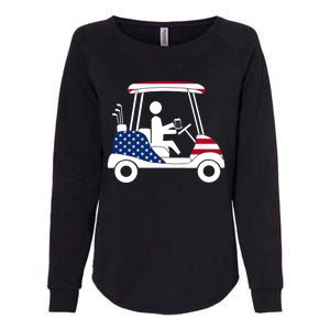 Golfing Beer Drinker | USA American Flag Golf Cart Gift Womens California Wash Sweatshirt