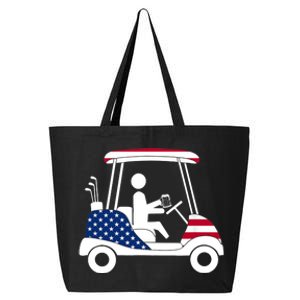 Golfing Beer Drinker | USA American Flag Golf Cart Gift 25L Jumbo Tote