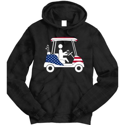 Golfing Beer Drinker | USA American Flag Golf Cart Gift Tie Dye Hoodie