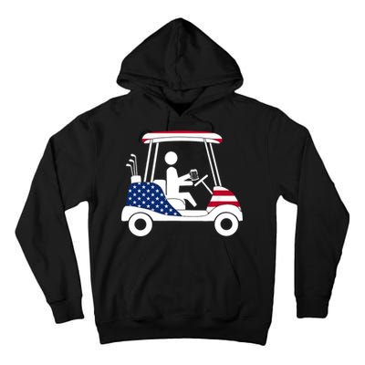 Golfing Beer Drinker | USA American Flag Golf Cart Gift Tall Hoodie