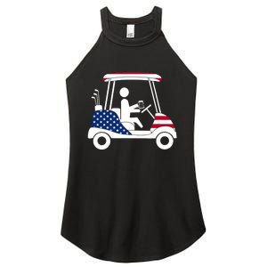 Golfing Beer Drinker | USA American Flag Golf Cart Gift Women's Perfect Tri Rocker Tank