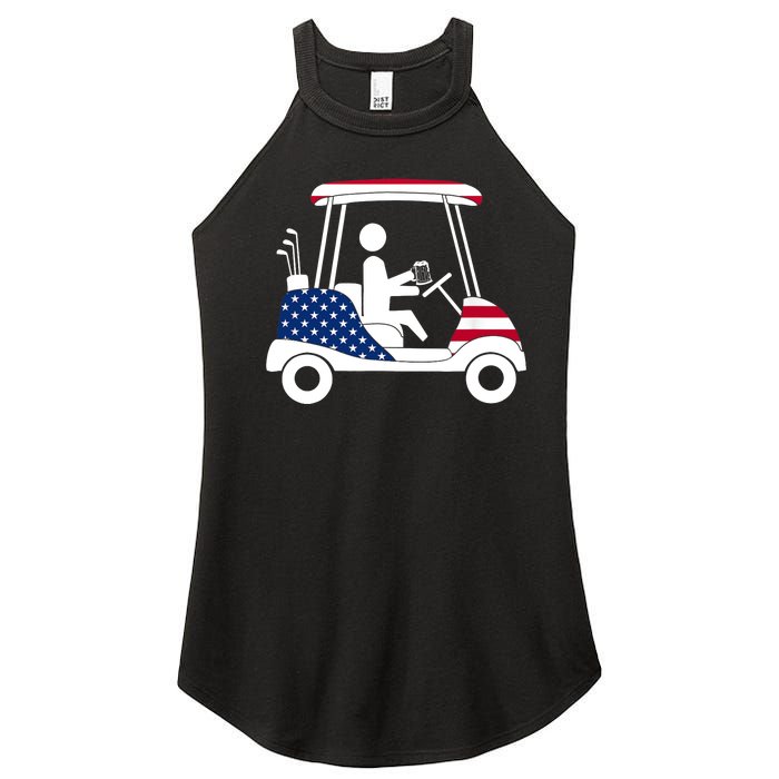 Golfing Beer Drinker | USA American Flag Golf Cart Gift Women's Perfect Tri Rocker Tank