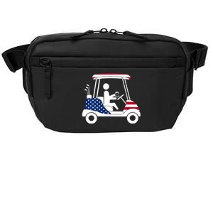 Golfing Beer Drinker | USA American Flag Golf Cart Gift Crossbody Pack