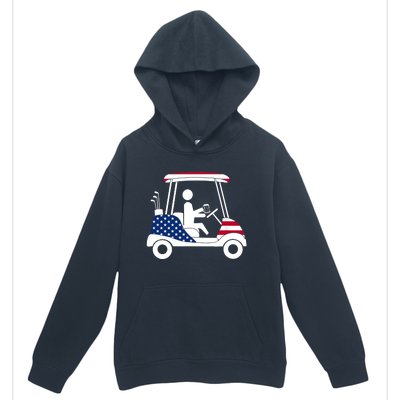 Golfing Beer Drinker | USA American Flag Golf Cart Gift Urban Pullover Hoodie