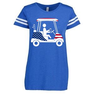 Golfing Beer Drinker | USA American Flag Golf Cart Gift Enza Ladies Jersey Football T-Shirt