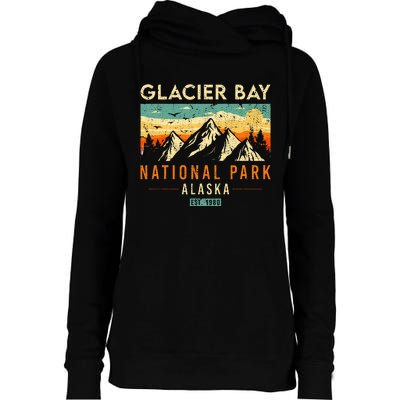 Glacier Bay Est. 1980 Retro Alaska National Park Womens Funnel Neck Pullover Hood