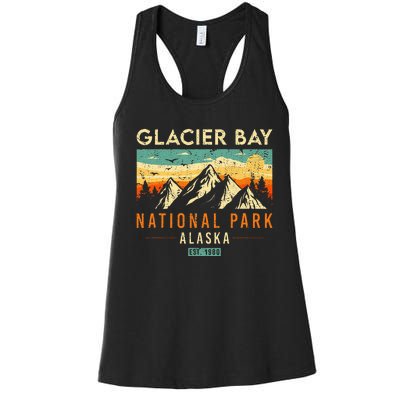 Glacier Bay Est. 1980 Retro Alaska National Park Women's Racerback Tank