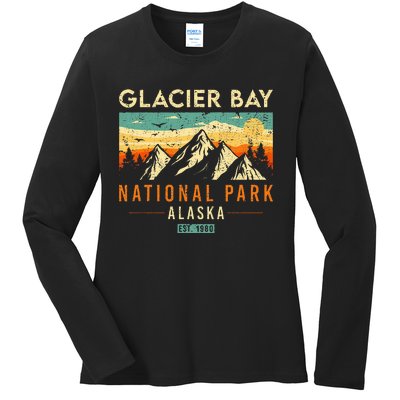 Glacier Bay Est. 1980 Retro Alaska National Park Ladies Long Sleeve Shirt