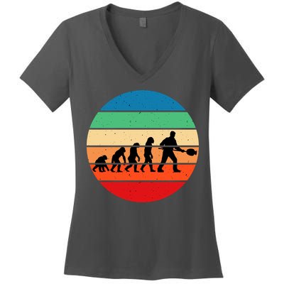 Glass Blowing Evolution Retro Women's V-Neck T-Shirt