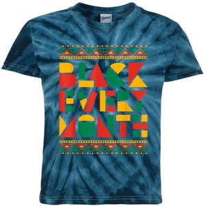 Geometric Black Every Month, Black History Month Kids Tie-Dye T-Shirt