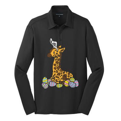 Giraffe Bunny Ears Animal Cute Easter Silk Touch Performance Long Sleeve Polo